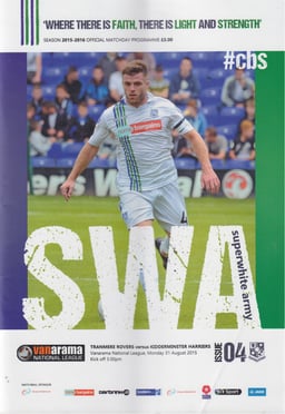 Tranmere Rovers v Kidderminster Harriers Match Programme 2015-08-31